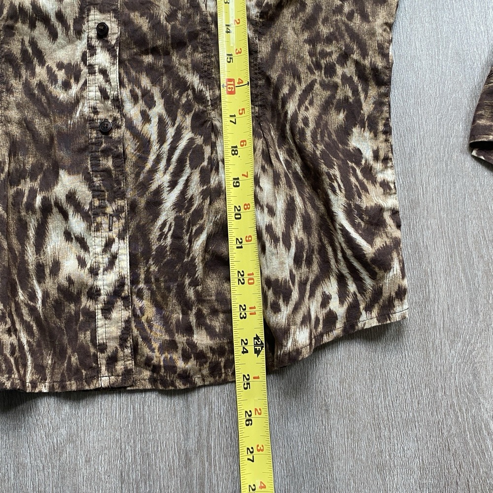 Y2K Jones New York Leopard Print Long Sleeve Button Up Size Large Cherrygirl - Picture 7 of 8